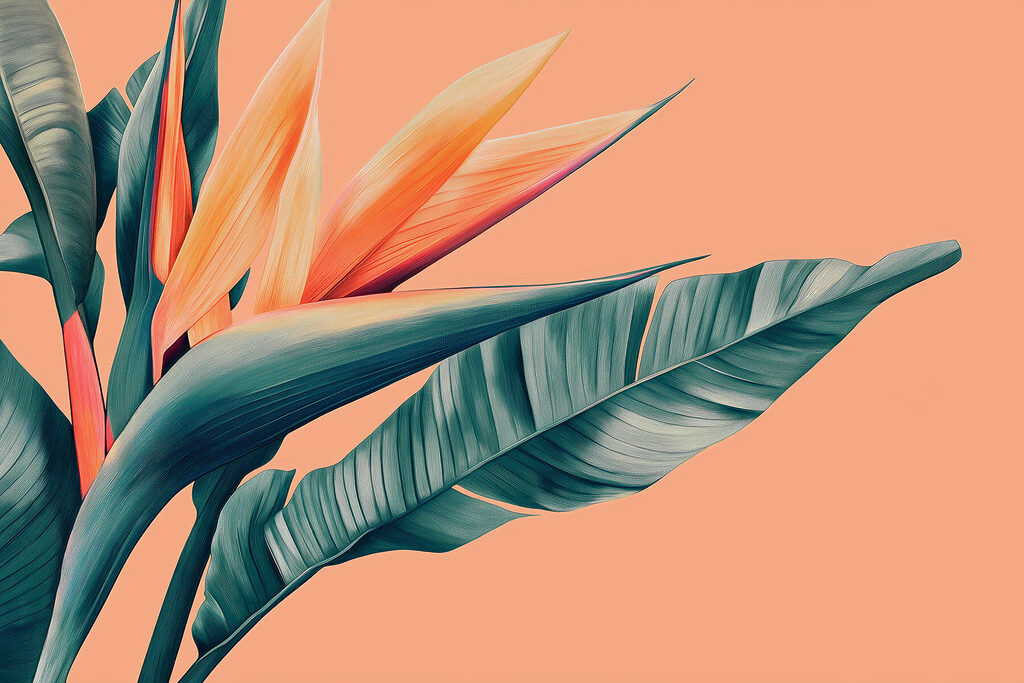 Ave del paraíso naranja — diseño completo