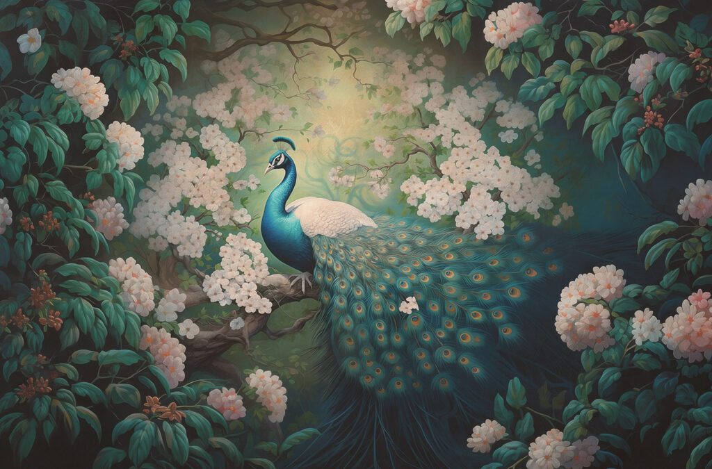 Pavo en un claro — diseño completo