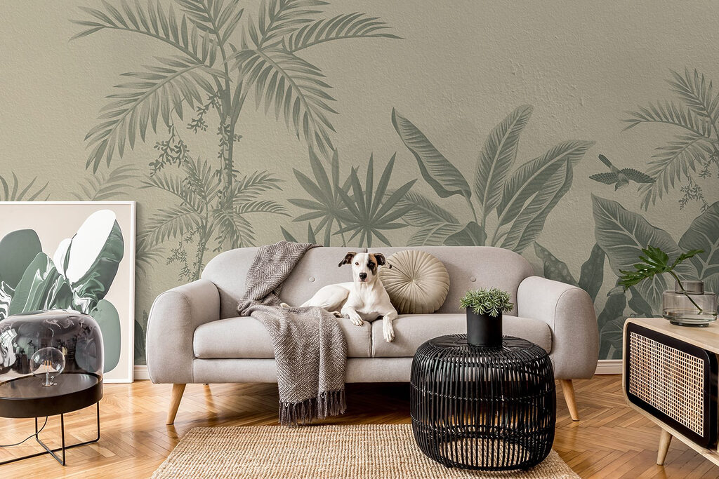 Jardín tropical con palmeras — interior 1