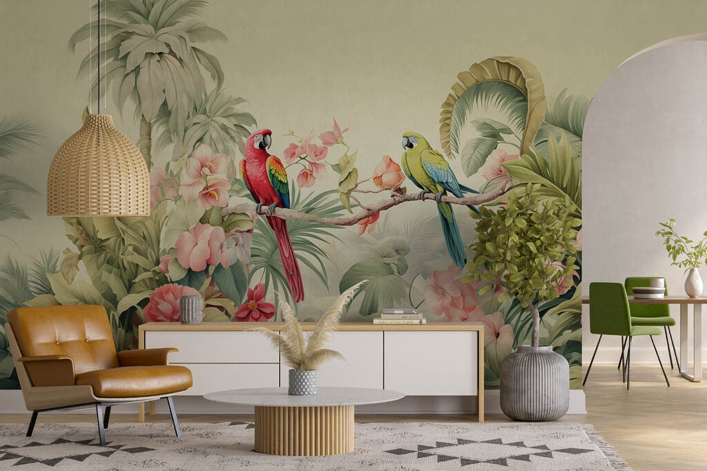 Loros entre flores tropicales — interior 2