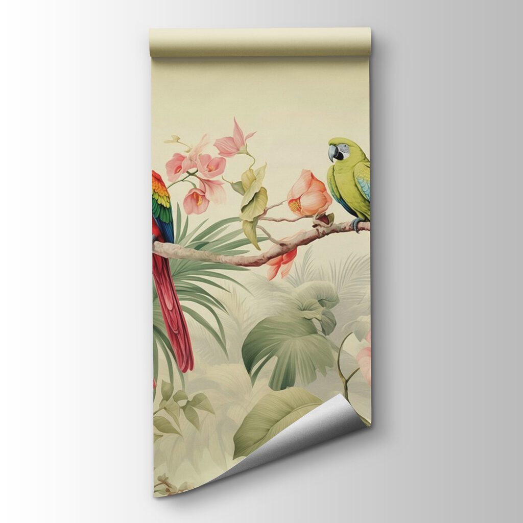Loros entre flores tropicales — vista del producto