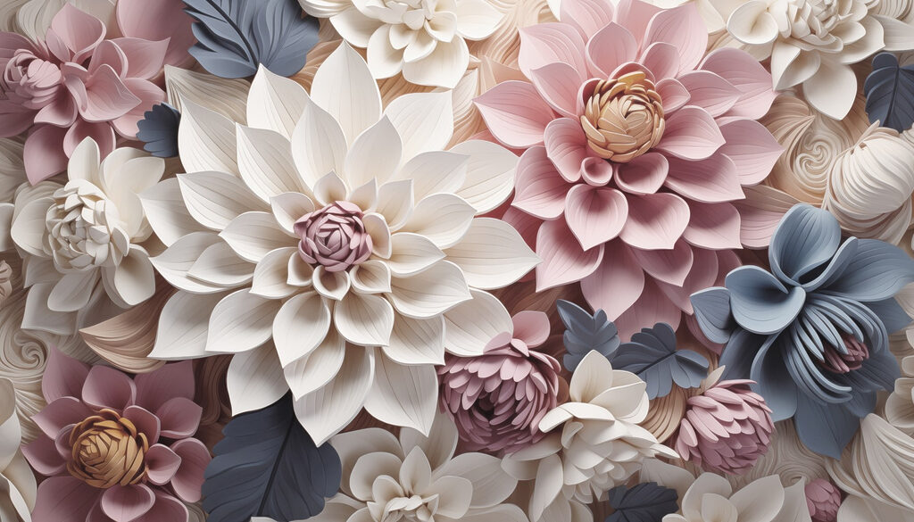 Flores pastel en relieve — diseño completo