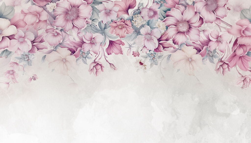 Bordes de flores rosas — diseño completo