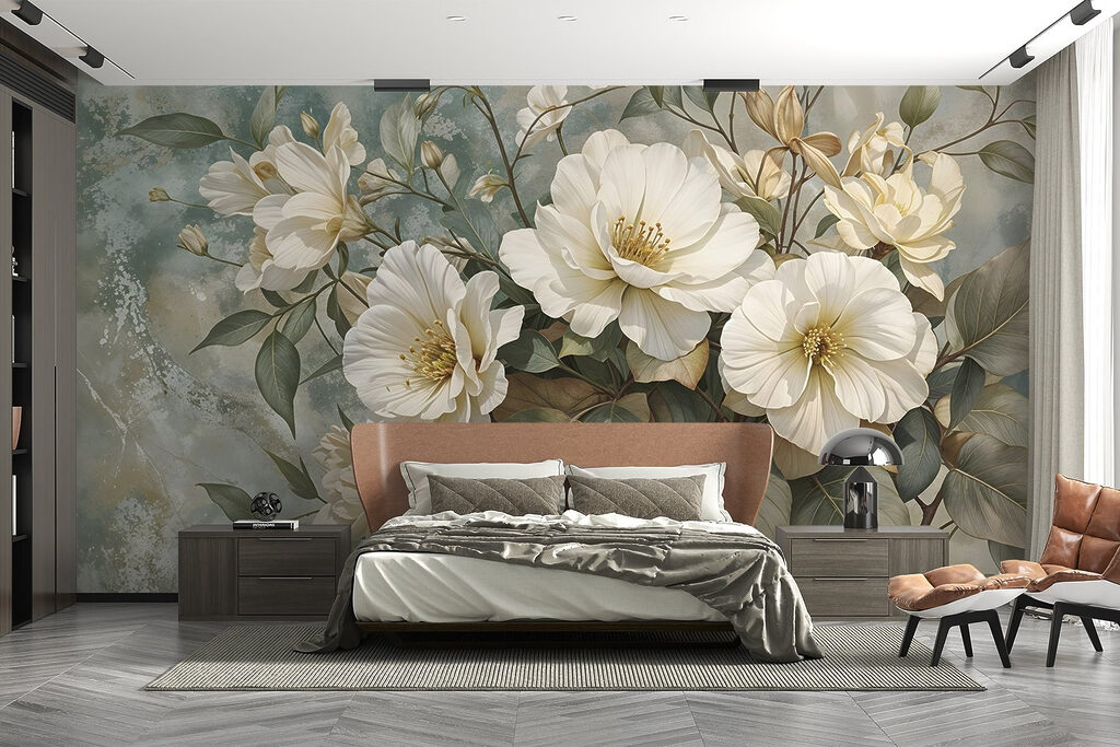Ramo blanco entre hojas — interior 2