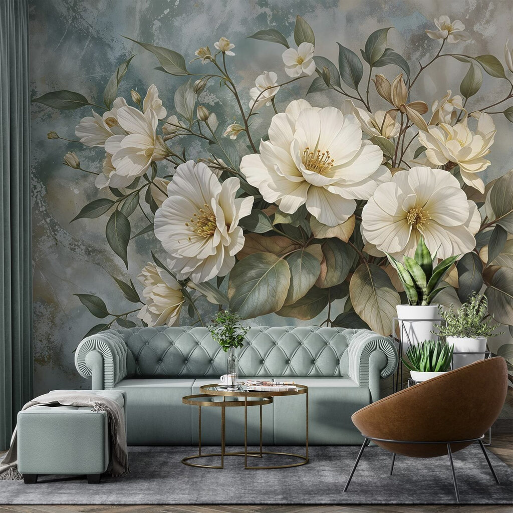 Ramo blanco entre hojas — interior 4