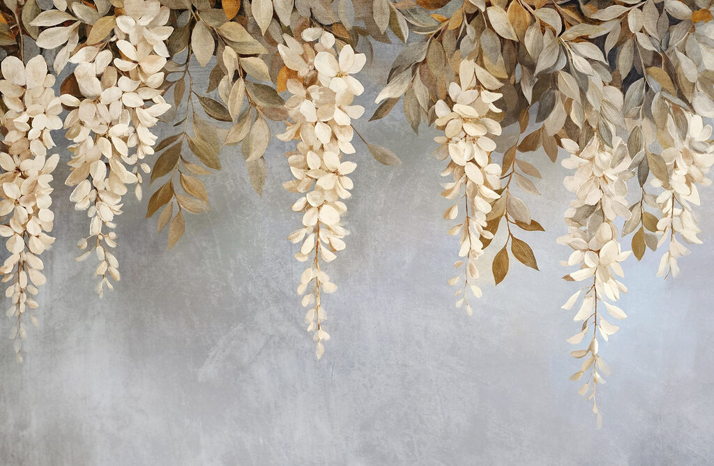 Flores colgantes blancas — diseño completo