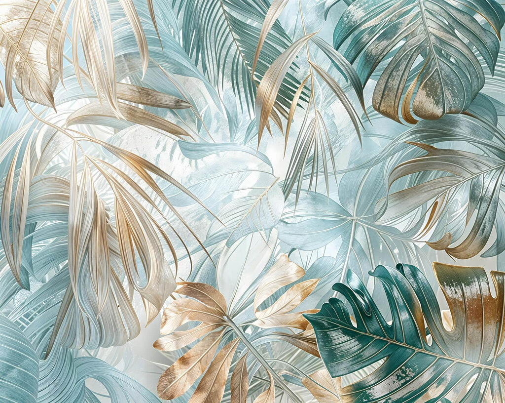 Hojas de palmera turquesa — diseño completo