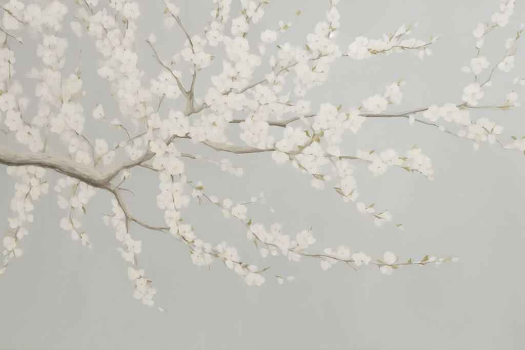 Rama con flores blancas — diseño completo
