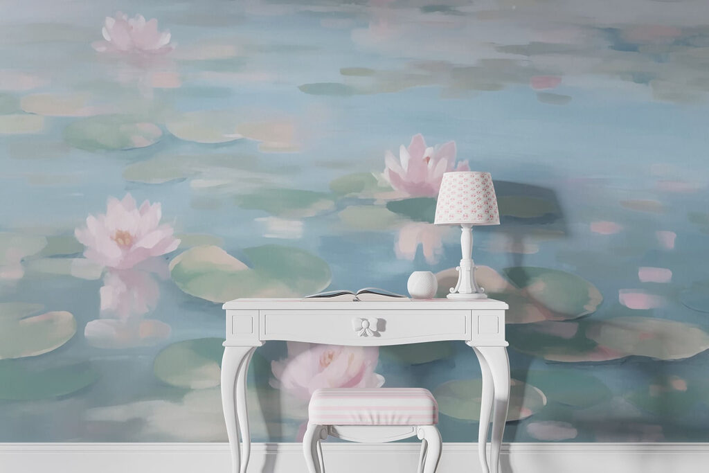 Nenúfares rosas sobre agua — interior 1