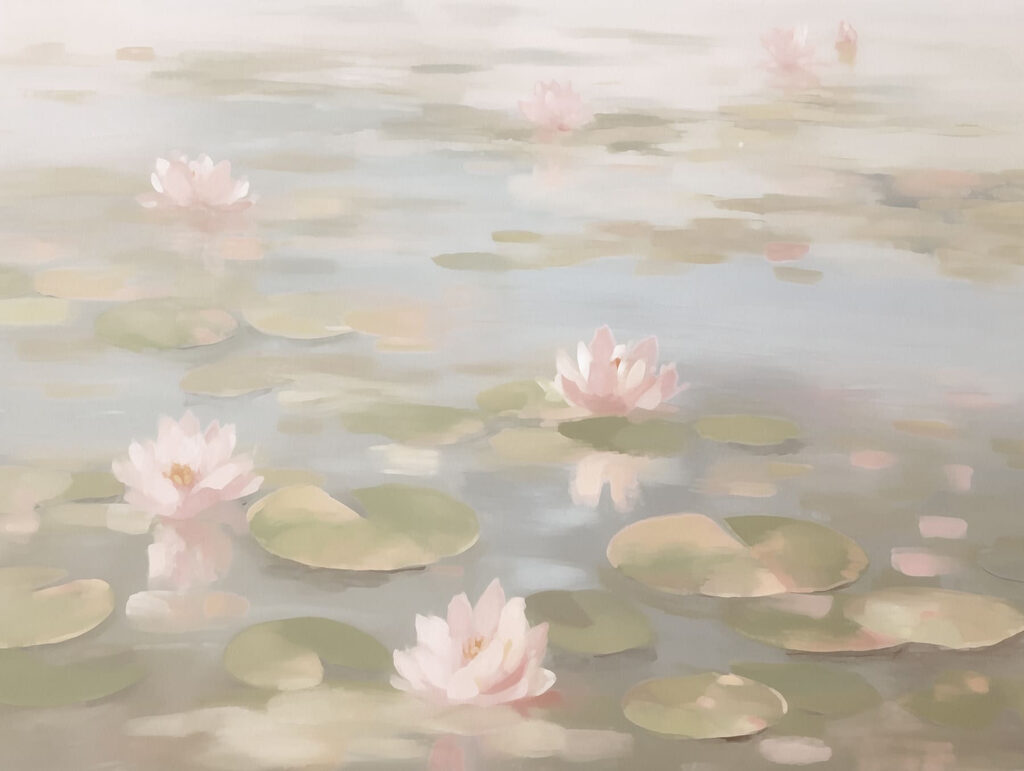 Nenúfares rosas sobre agua — diseño completo