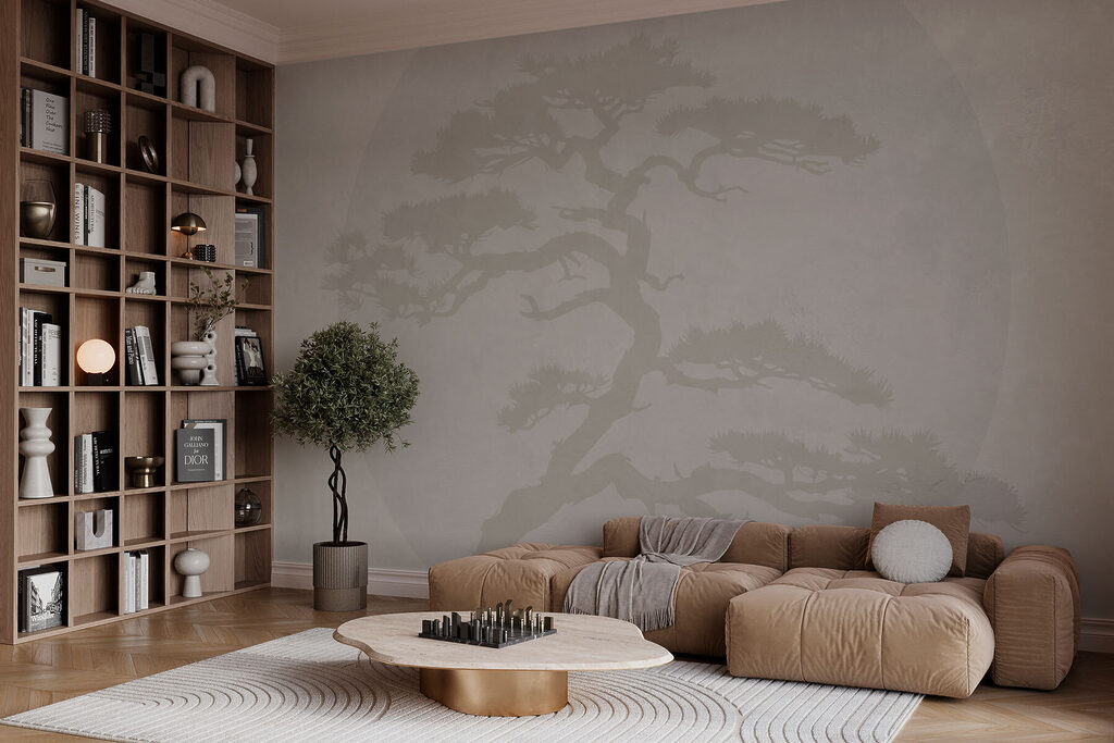 Silueta de árbol en un interior