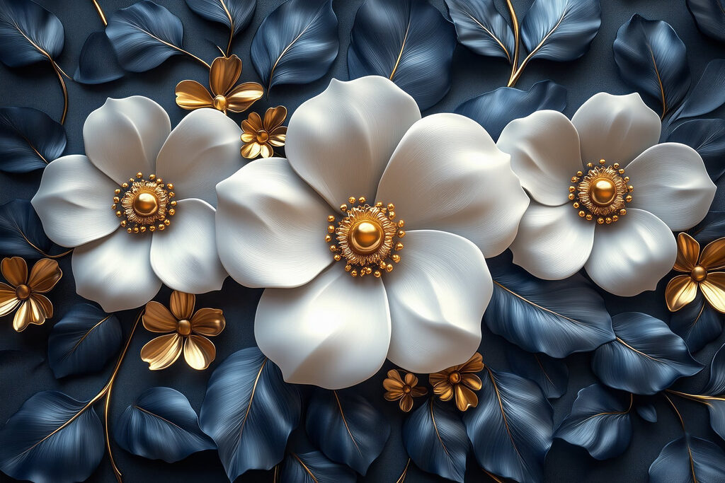 Flores en curvas fluidas — diseño completo