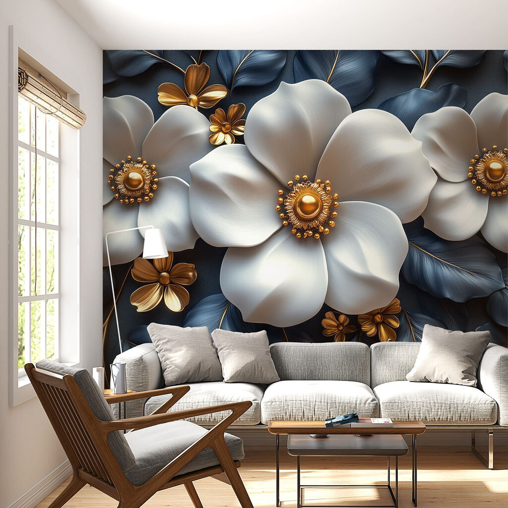 Flores en curvas fluidas — interior 1