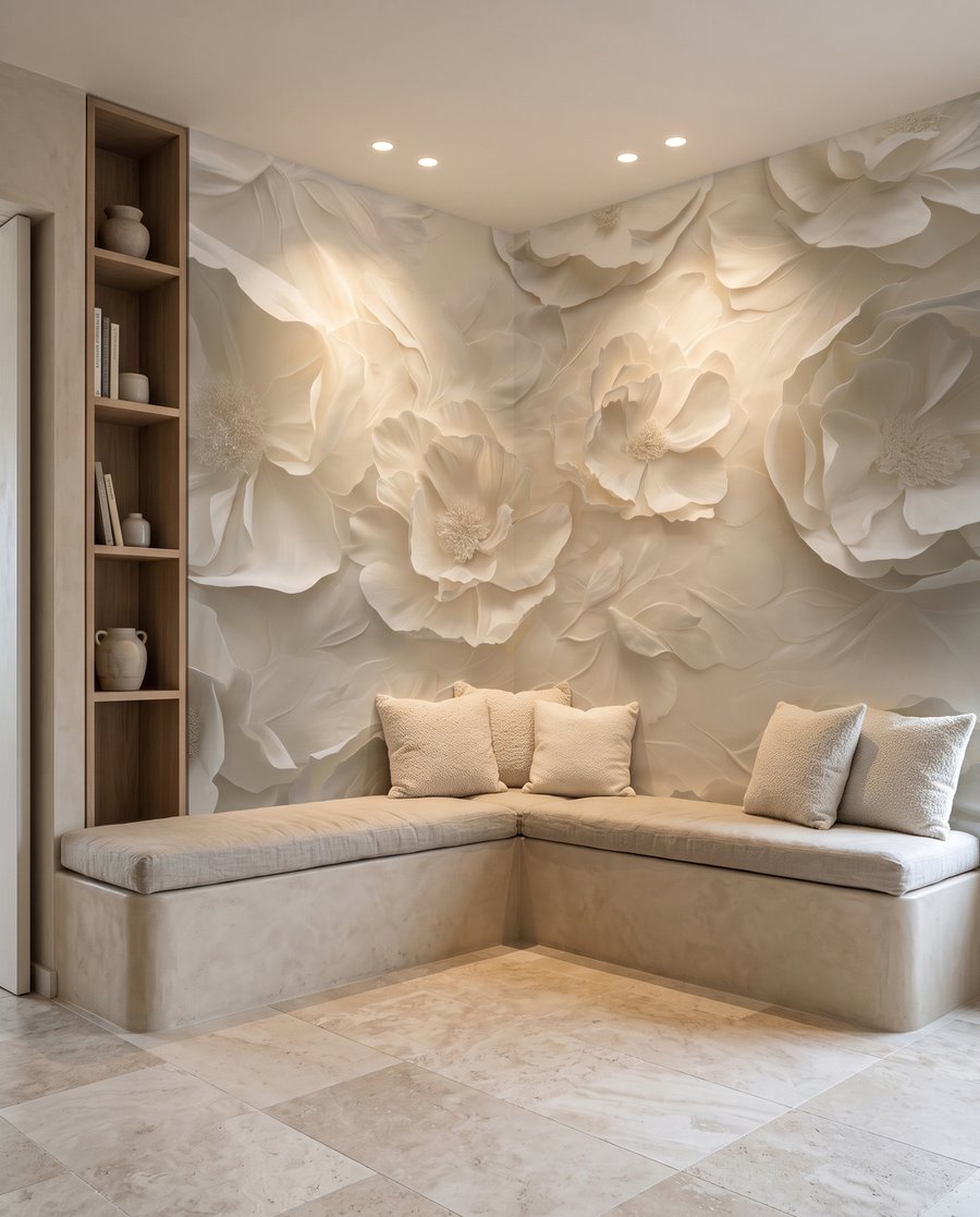Flores crema en olas — interior 3