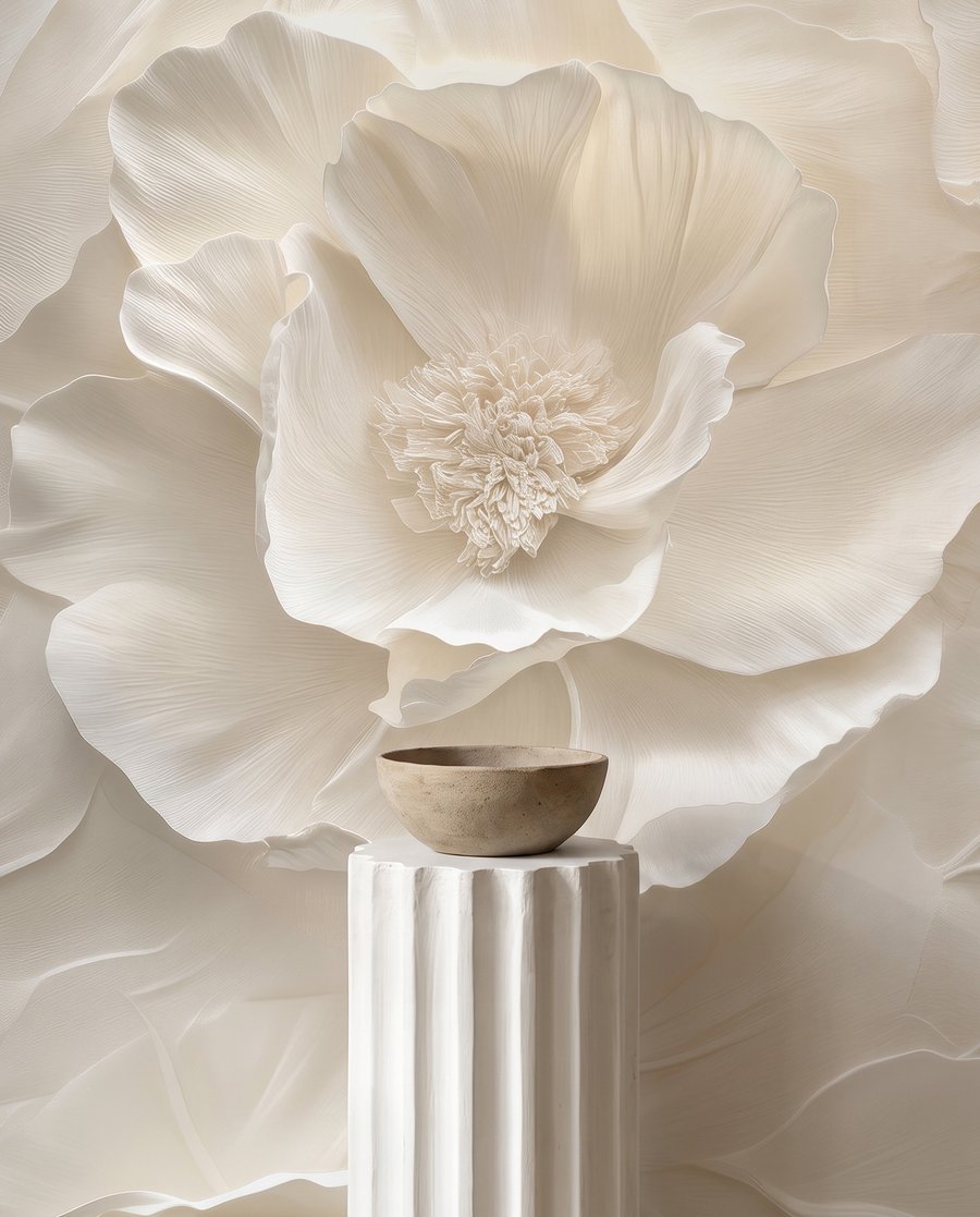 Flores crema en olas — detalle
