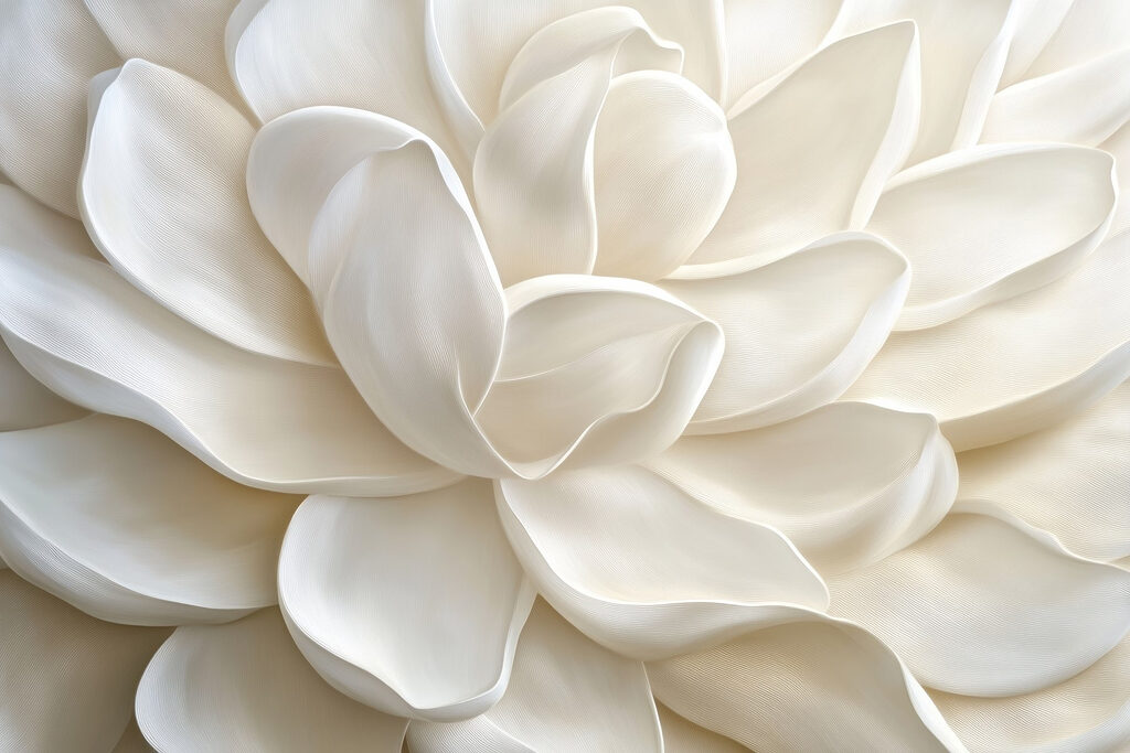 Flor blanca escultural — diseño completo