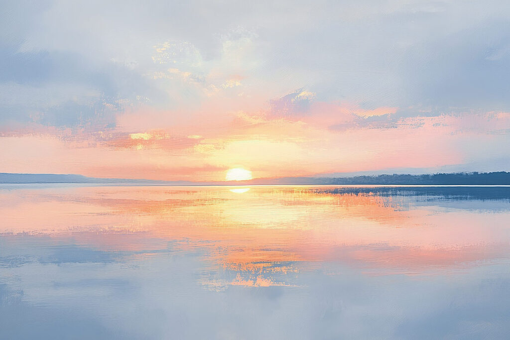 Atardecer sobre el lago — diseño completo