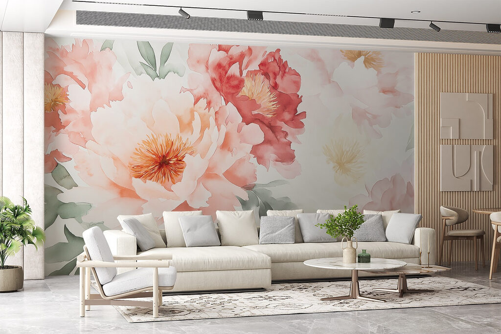 Flores rosas en acuarela — interior 3
