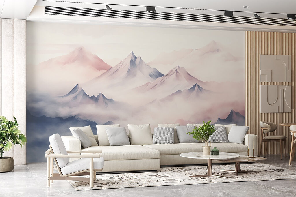 Montañas rosas en niebla — interior 3