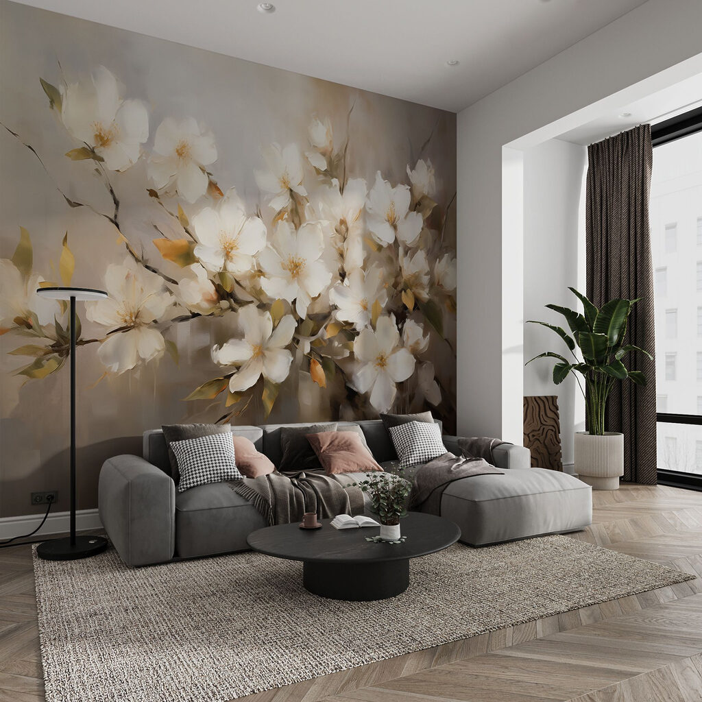 Flores blancas al óleo — interior 2