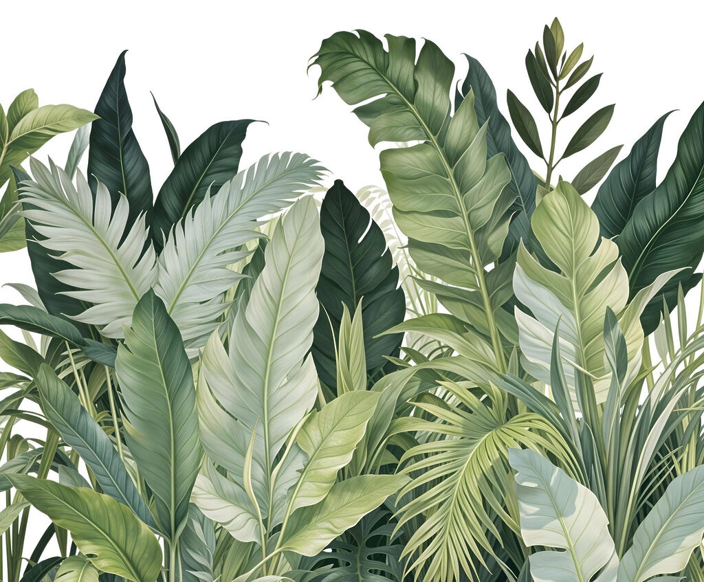 Hojas verdes desde abajo — diseño completo