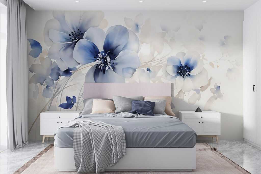 Tallos finos, flores azules — interior 1