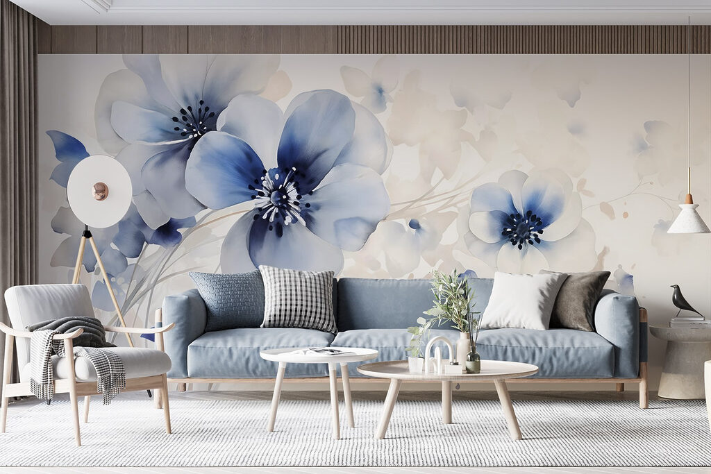 Tallos finos, flores azules — interior 5