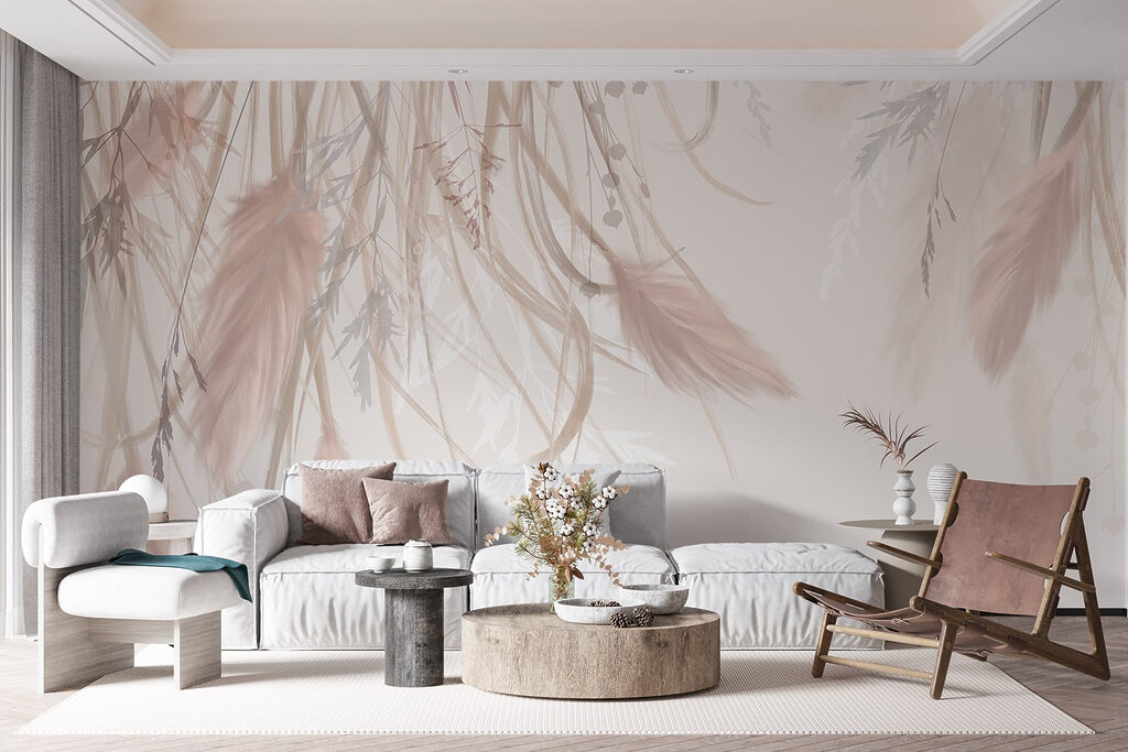 Plumas rosas colgantes — interior 3