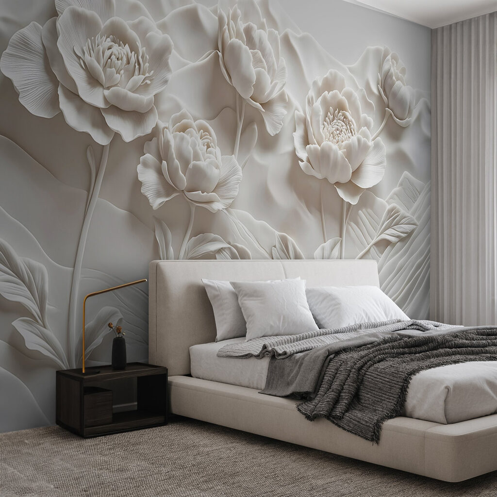 Jardín blanco en capas en un interior