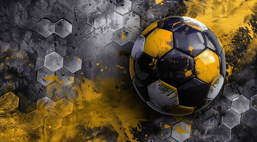 Balón negro y ocre — diseño completo