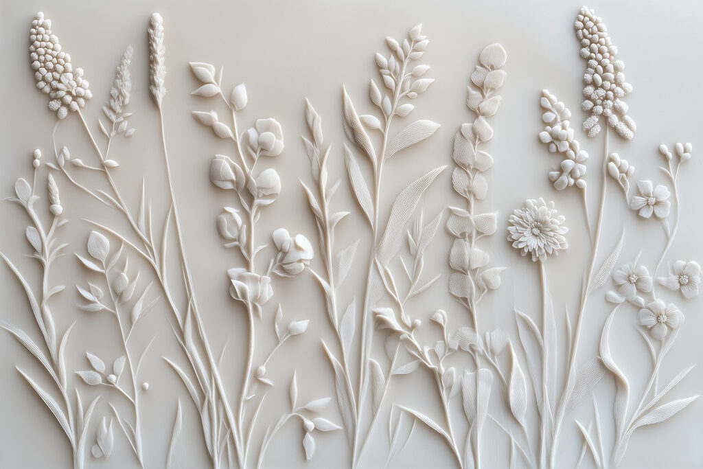 Flores silvestres en fila — diseño completo