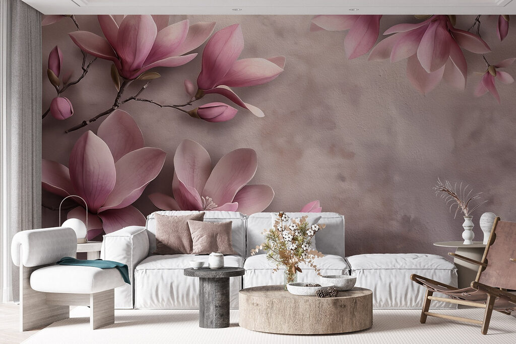 Magnolia rosa en ramas — interior 3