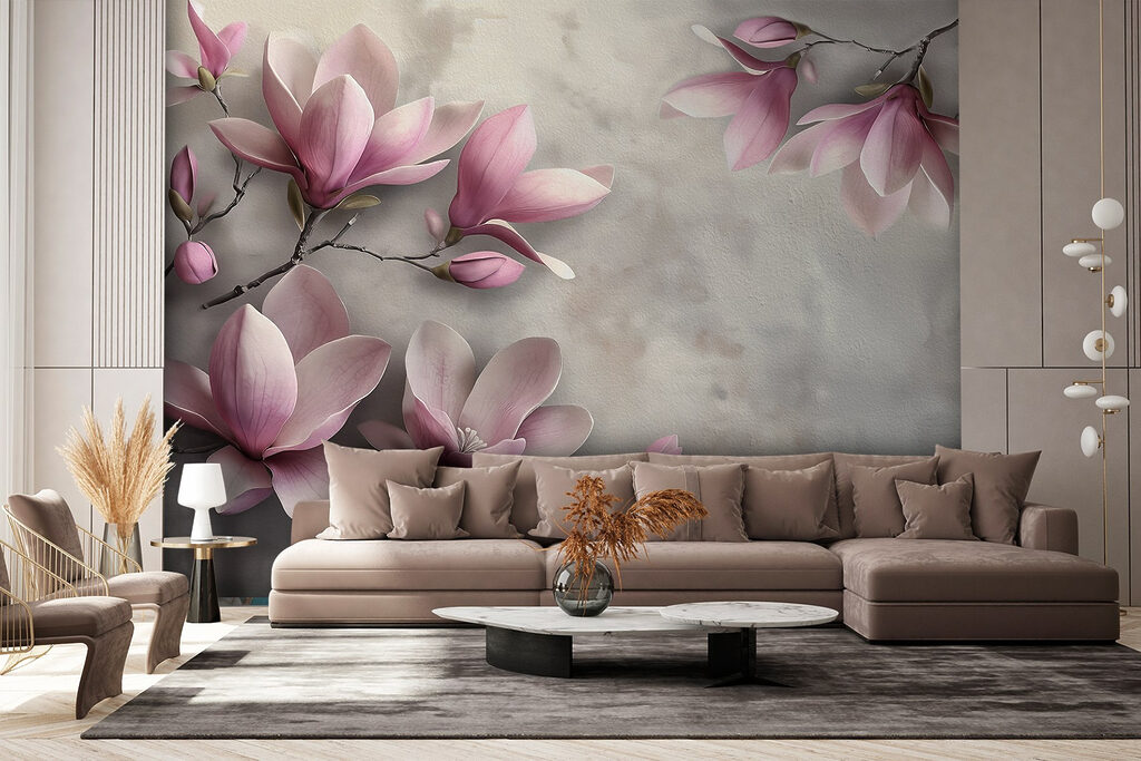 Magnolia rosa en ramas — interior 2