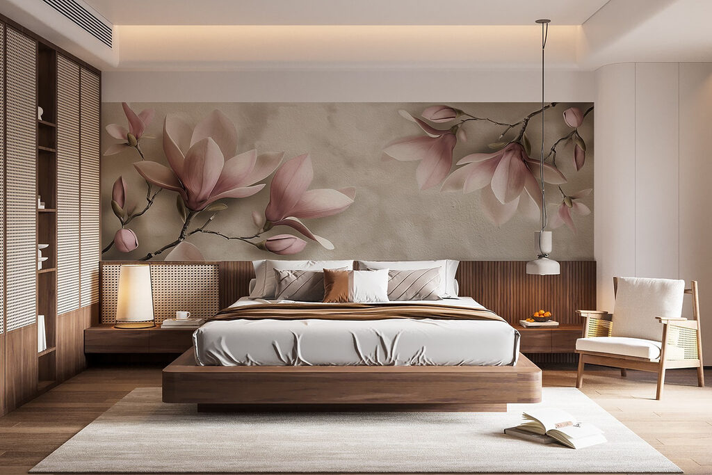 Magnolia rosa en ramas — interior 1