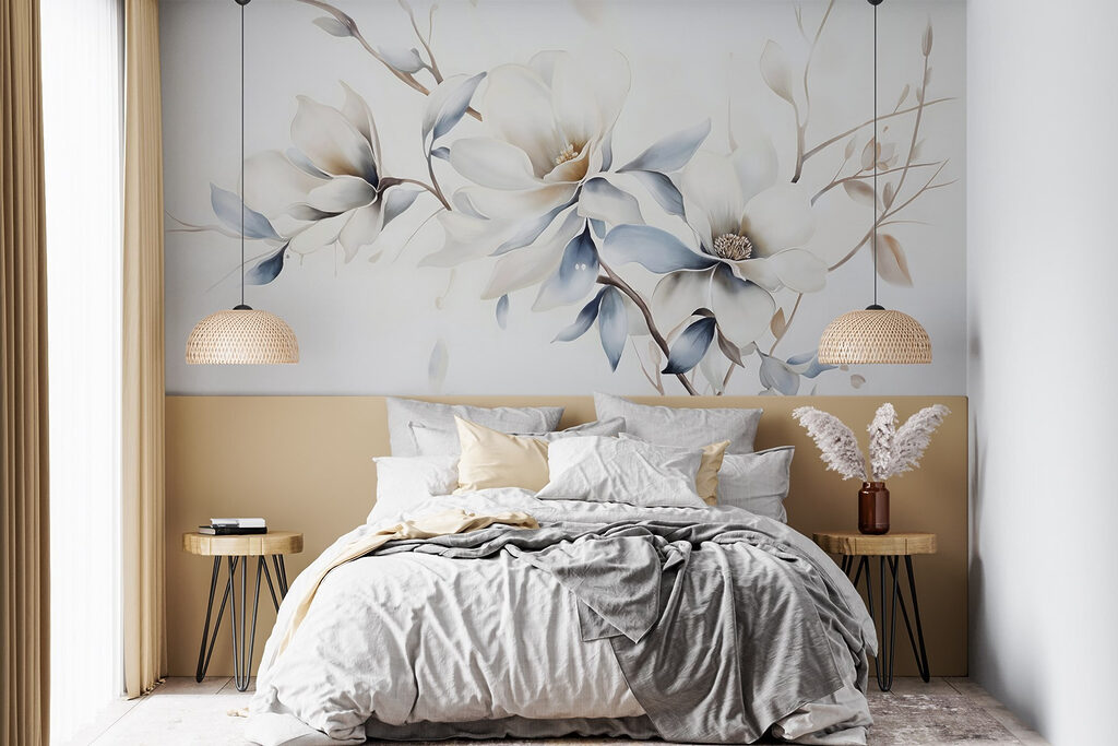 Flores blancas en tallo en un interior