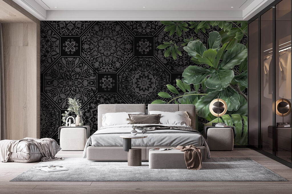 Hojas verdes y ornamentos — interior 1