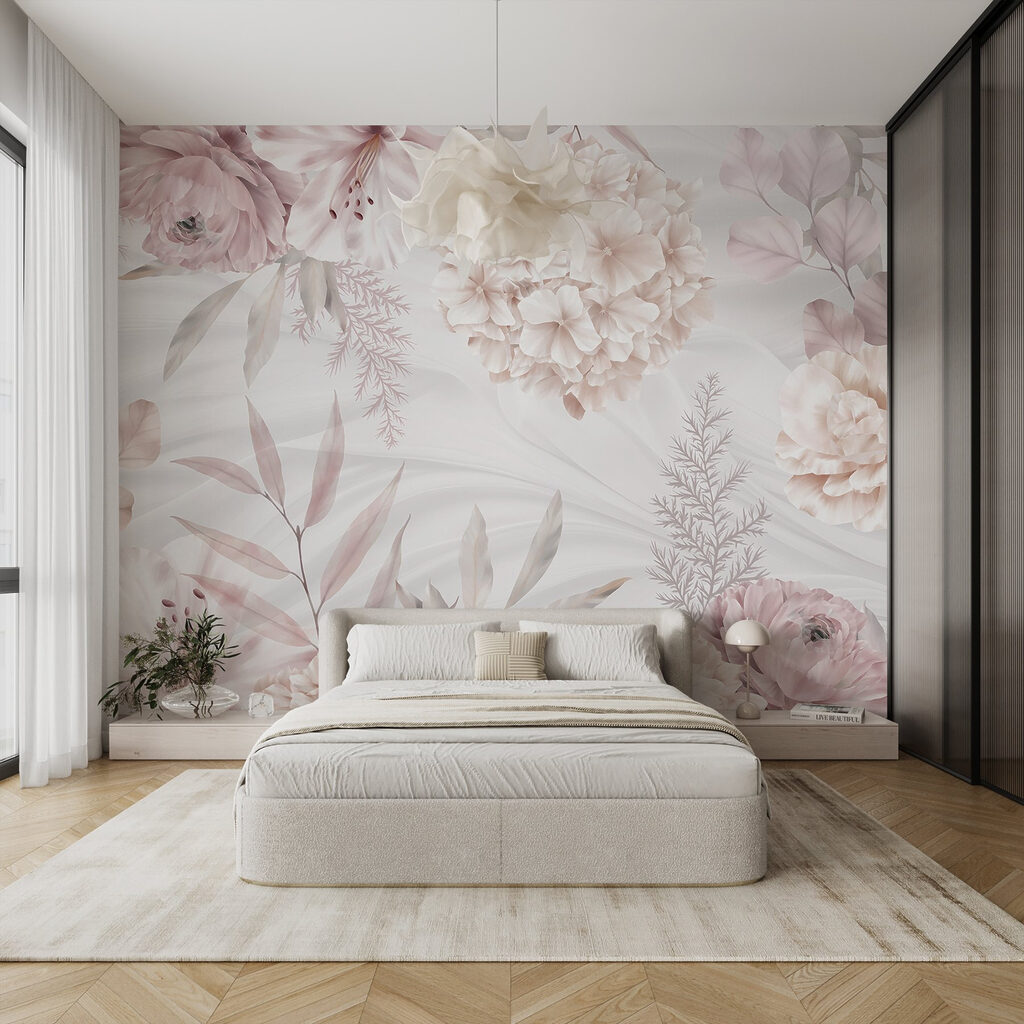Flores rosas sobre franjas — interior 2