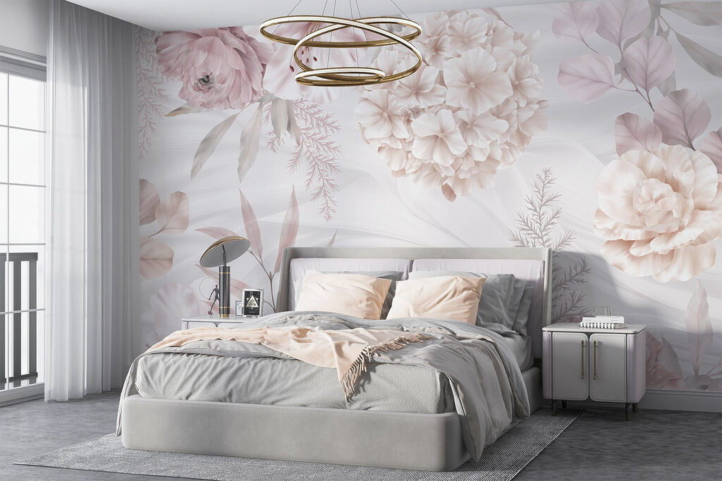 Flores rosas sobre franjas — interior 3