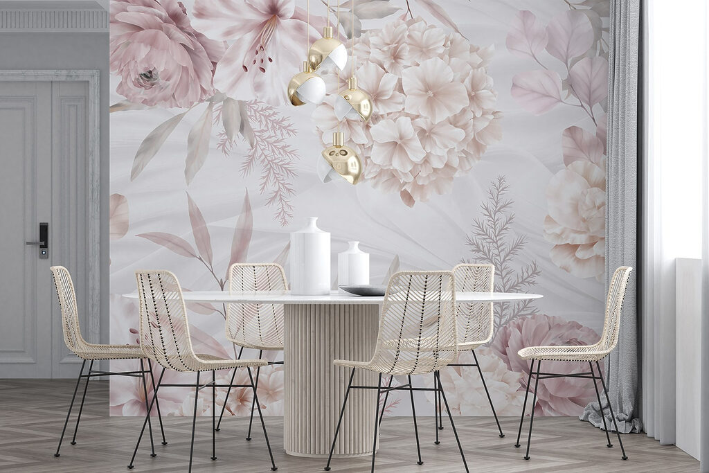 Flores rosas sobre franjas — interior 6
