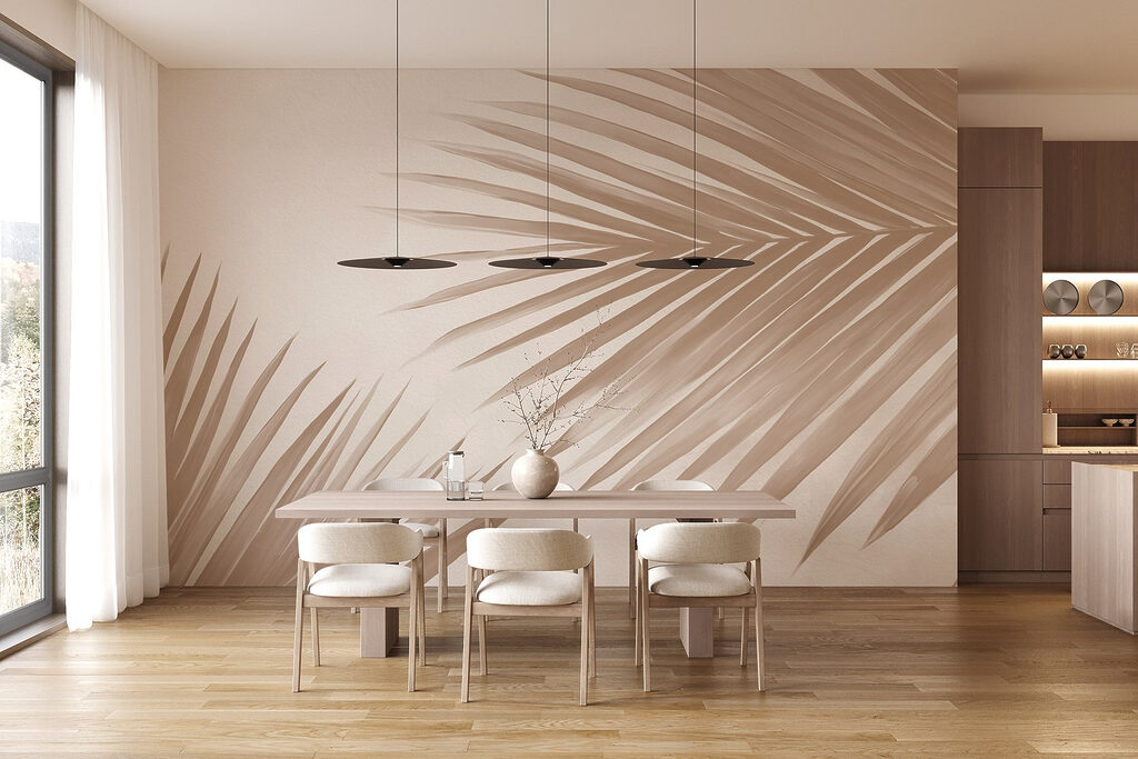 Hojas de palmera en un interior