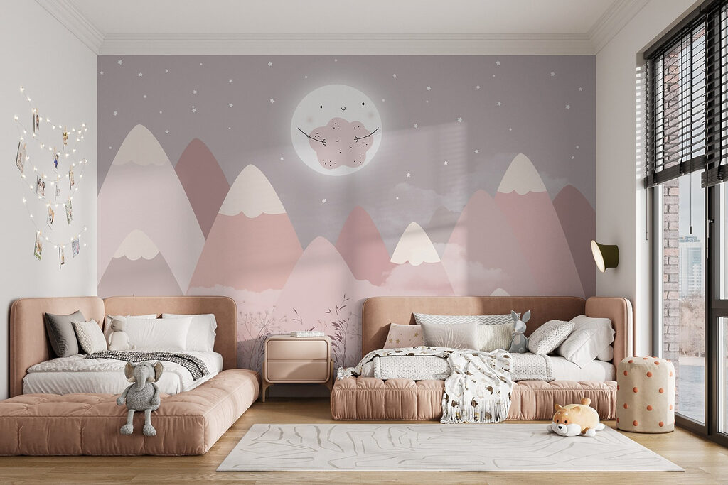 Luna sobre montañas rosas — interior 1