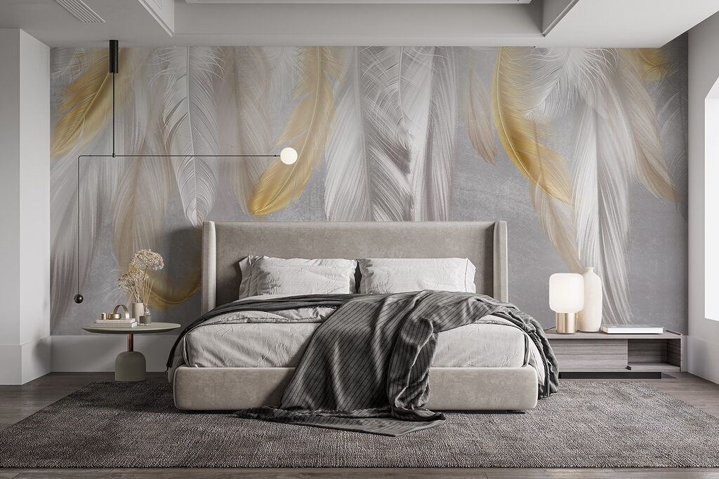 Plumas doradas y blancas — interior 3