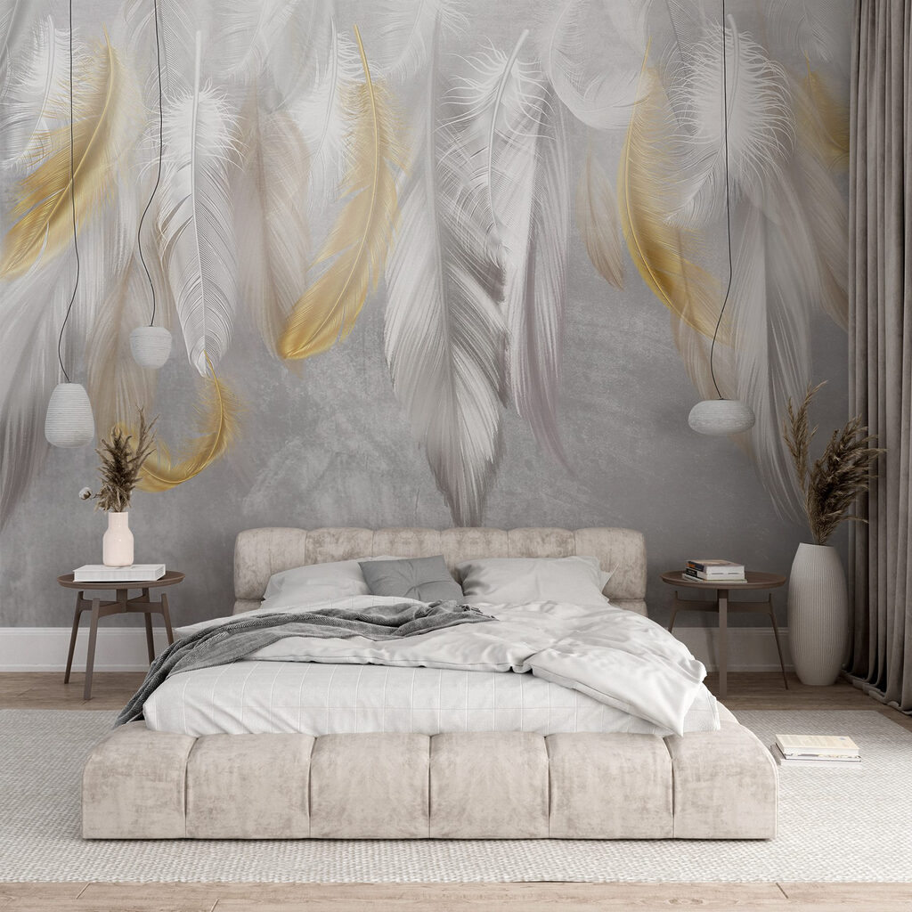 Plumas doradas y blancas — interior 4