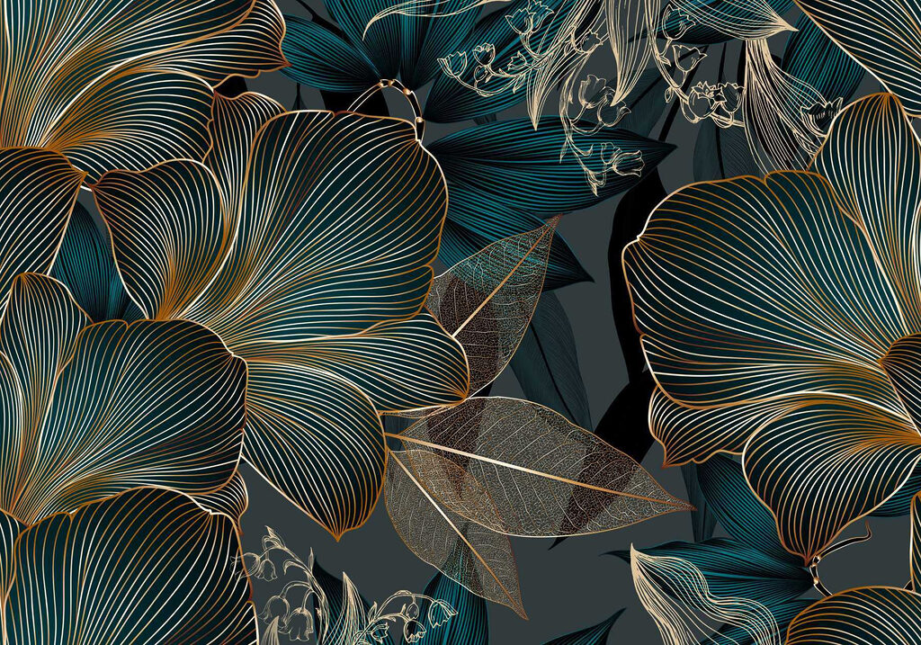 Flores de trazo dorado — diseño completo