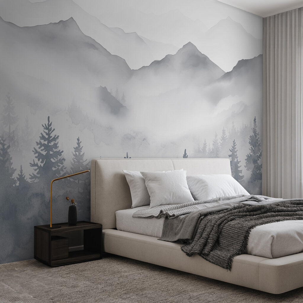Pinos grises bajo niebla — interior 1