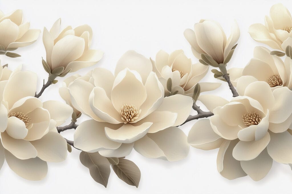 Magnolias color crema — diseño completo