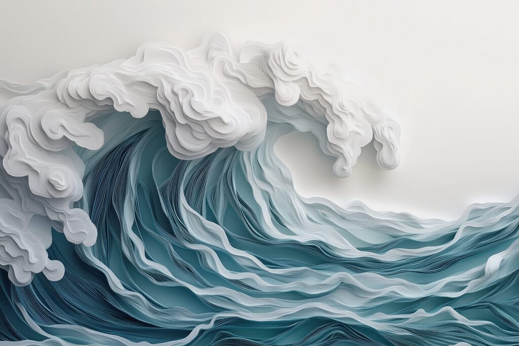 Olas turquesas en capas — diseño completo