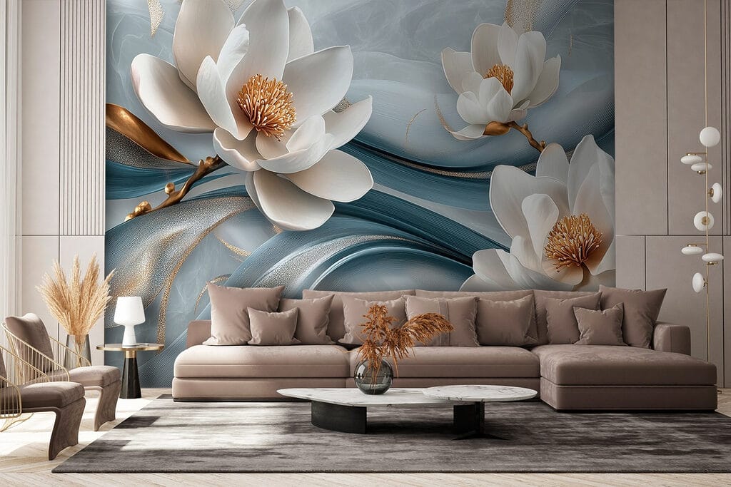 Flores blancas sobre azul — interior 4