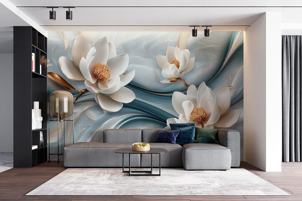 Flores blancas sobre azul — interior 5