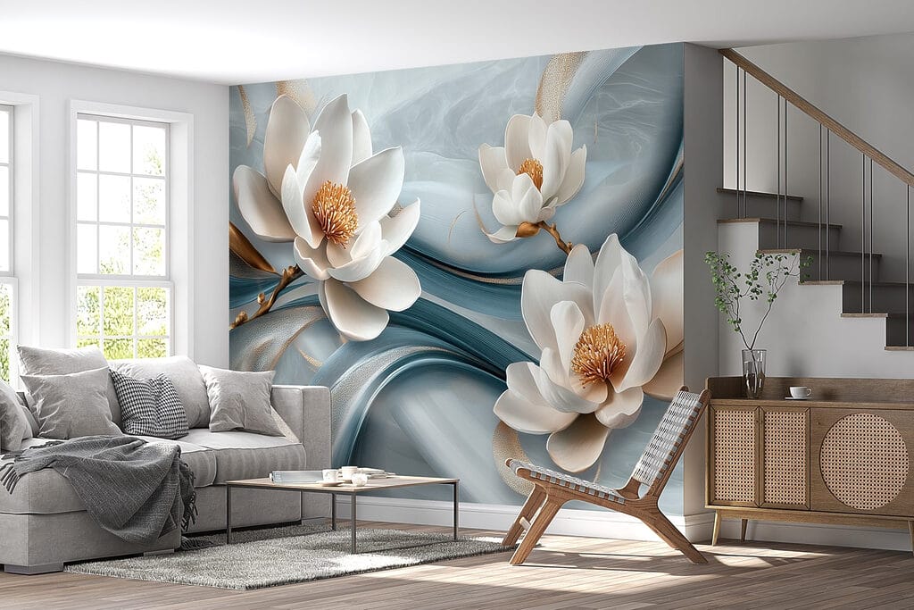 Flores blancas sobre azul — interior 6